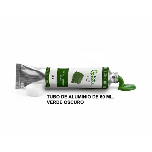 Témpera liderpapel, tubo de aluminio de 60 ml. verde oscuro