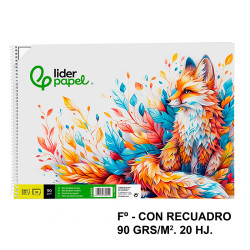 Bloc espiral de dibujo liderpapel escolar, fº, con recuadro, 90 grs/m². 20 hj.