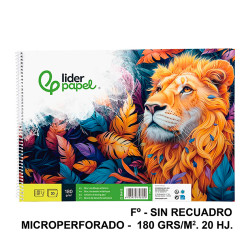 Bloc espiral de dibujo liderpapel artístico, fº, microperforado, sin recuadro, 180 grs/m². 20 hj.