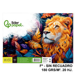 Bloc encolado de dibujo liderpapel artístico, fº, sin recuadro, 180 grs/m². 20 hj.