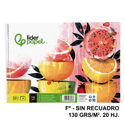 Bloc espiral de dibujo liderpapel artístico, fº, sin recuadro, 130 grs/m². 20 hj.
