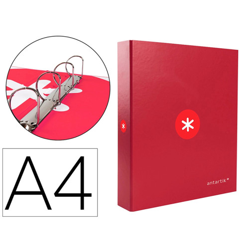 Carpeta de 4 anillas mixtas de 40 mm. antartik, din a4, frambuesa