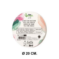 Bastidor con lienzo de tela 100% de algodón liderpapel, Ø 20 cm.
