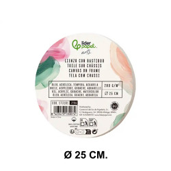 Bastidor con lienzo de tela 100% de algodón liderpapel, Ø 25 cm.