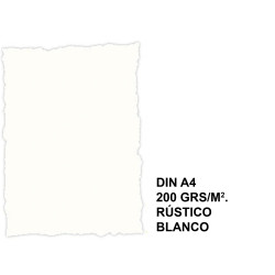 Papel pergamino con bordes troquelados michel en formato din a-4 de 200 grs/m². color rústico blanco, paquete de 25 hojas.