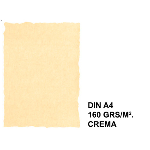 Papel pergamino michel en formato din a-4 de 160 grs/m². color crema, paquete de 25 hojas.