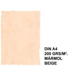 Papel pergamino michel en formato din a-4 de 200 grs/m². color mármol beige, paquete de 25 hojas.