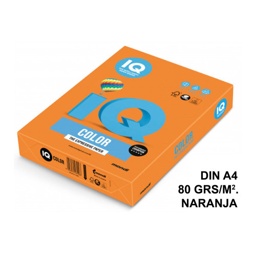 Papel iq color intenso, din a4, 80 grs/m². naranja, paquete de 500 hojas