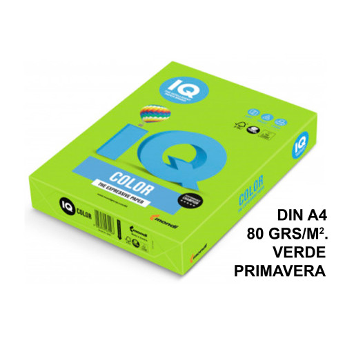 Papel iq color intenso, din a4, 80 grs/m². verde primavera, paquete de 500 hojas