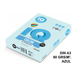 Papel iq color pálido, din a3, 80 grs/m². azul, paquete de 500 hojas