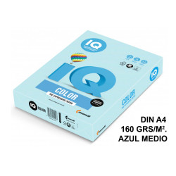 Papel iq color pálido, din a4, 160 grs/m². azul medio, paquete de 250 hojas