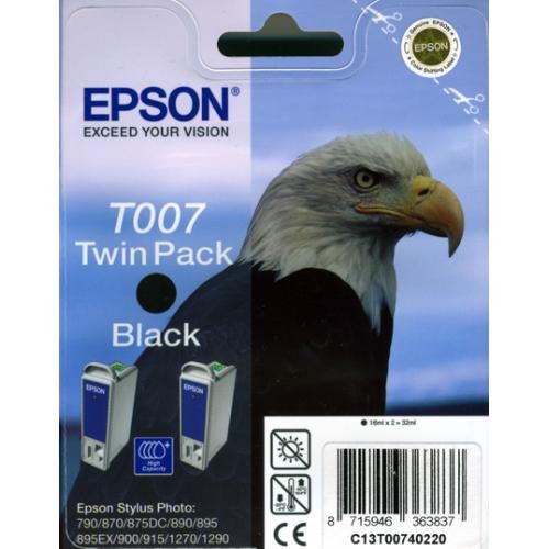Pack de 2 cartuchos ink-jet epson stylus photo 790/870/1270/1290 negro.