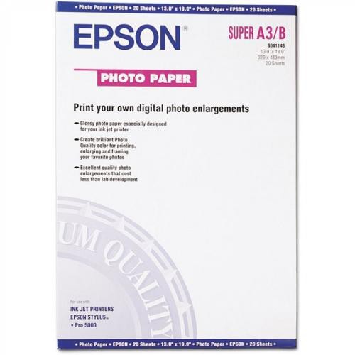 Paquete de 20 hojas de epson photo glossy paper en din a-3+ de 141 grs.