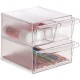 Organizador modular archivo 2000 con 1 cajón grande y 2 cajones pequeños en cristal transparente.