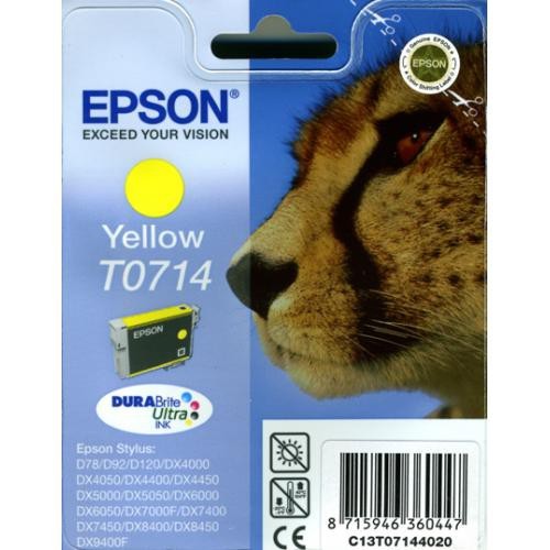 Cartucho ink-jet epson stylus d120/d78/d92, t0714 amarillo
