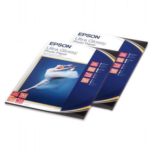 Paquete de 15 hojas de epson ultra glossy photo paper en din a-4 de 300 grs.