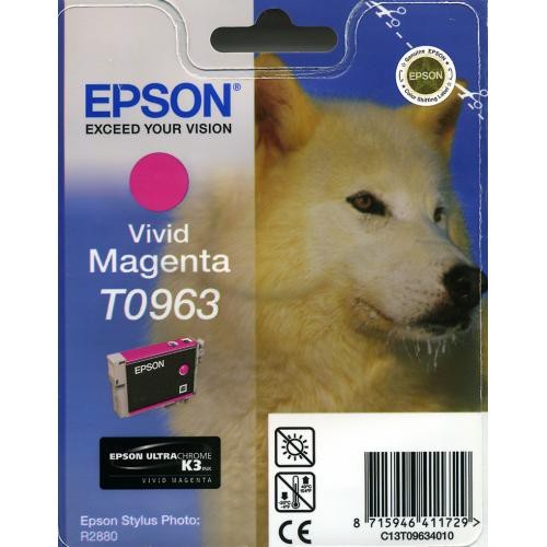 Cartucho ink-jet epson stylus photo r2880, t0963 magenta vivo.