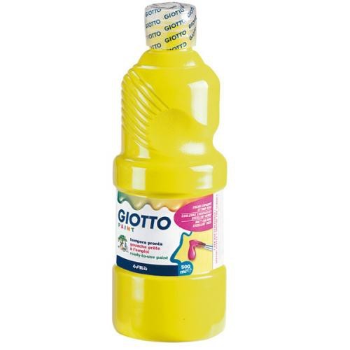 Témpera líquida giotto en botella de 500 ml. de color amarillo.