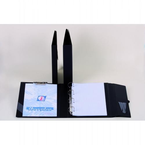 Carpeta de 4 anillas mixtas de 25 mm. combi iberplas en p.v.c. de color negro en din a-4.