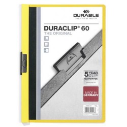 Dossier en pvc con pinza de acero durable duraclip 60, din a4, amarillo