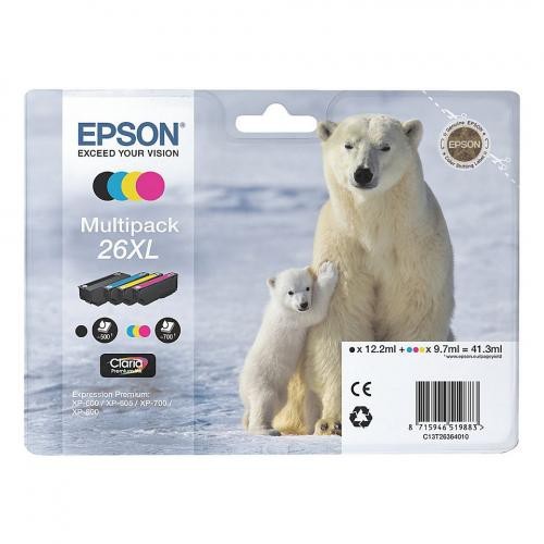 Cartucho ink-jet epson expression premium xp-510/xp-520/xp-600, multipack 26xl 4 cartuchos