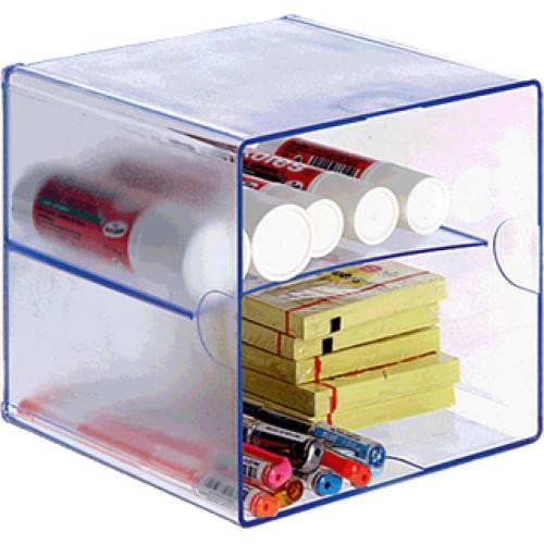 Organizador modular archivo 2000 con divisor en azul transparente.