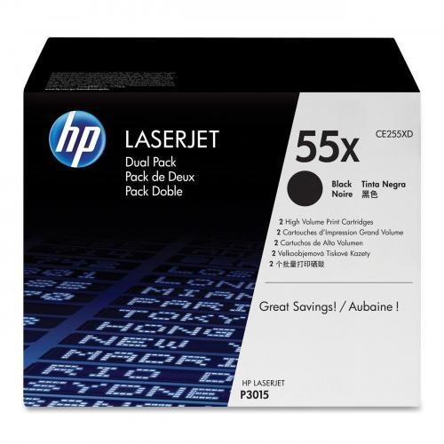 Toner laser hewlett packard laserjet enterprise 500 mfp m525dn/500 mfp m525dw, 55x pack doble negro