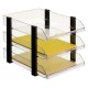 Conjunto de 3 bandejas portadocumentos apiladas archivo 2000 jumborack, negro/cristal transparente.