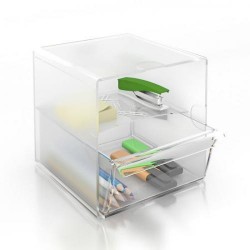 Organizador modular archivo 2000 con 1 cajón grande en cristal transparente.