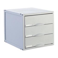 Módulo archivo 2000 archisystem, 356x316x303 mm. 3 cajones de 82 mm. gris/gris