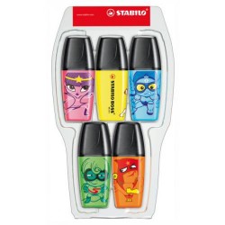 Marcador fluorescente stabilo boss mini heroes, colores surtidos, estuche de 5 uds.