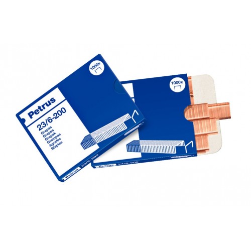 Grapas petrus cobreadas 23/6-200, caja de 1.000 uds.