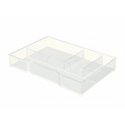 Bandeja organizadora para archivador modular leitz wow cube en color transparente.