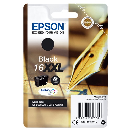 Cartucho ink-jet epson workforce wf-2660dwf/wf-2760dwf, 16xxl negro