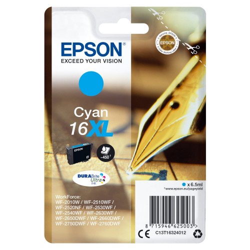 Cartucho ink-jet epson workforce wf-2010w/wf-2510wf/wf-2500 series, 16xl cyan