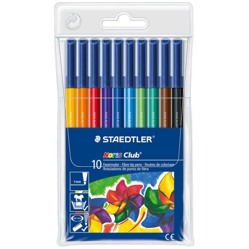 Rotulador escolar staedtler noris club 326 en colores surtidos, estuche de 10 uds.