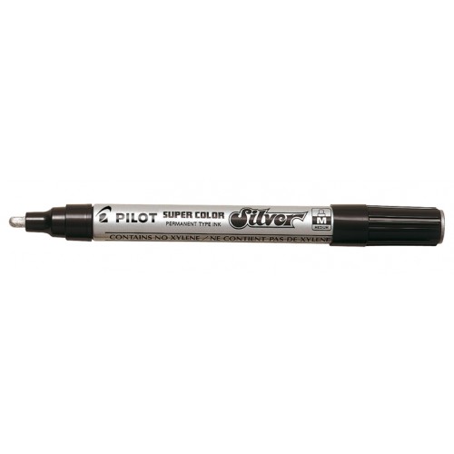 Marcador de tinta opaca permanente pilot super color m, silver/plata