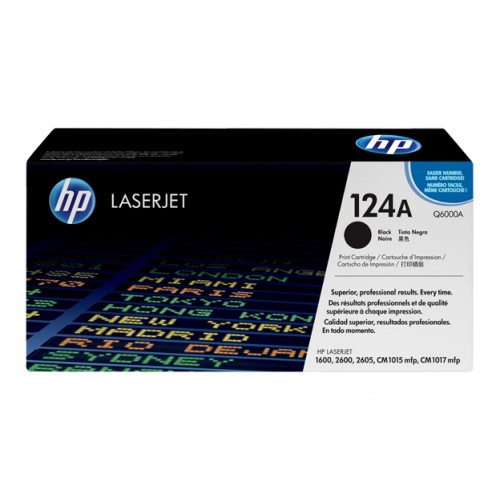 Toner laser hewlett packard color laserjet 1600/2600, 124A negro.