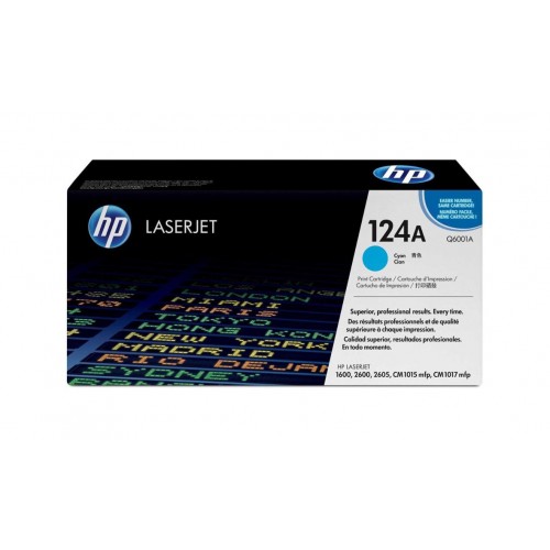 Toner laser hewlett packard color laserjet 1600/2600, 124A cyan.