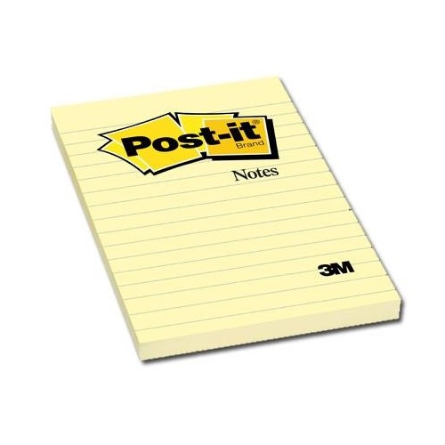 Bloc de notas adhesivas 3m post-it xl 660, 102x152 mm. con líneas, canary yellow