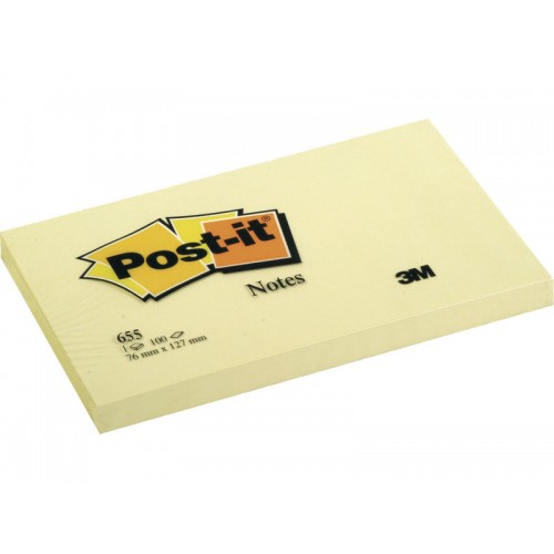 Bloc de notas adhesivas 3m post-it 655, 76x127 mm. canary yellow