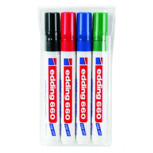 Marcador pizarra blanca edding 660, colores surtidos, estuche de 4 uds.
