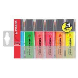 Marcador fluorescente stabilo boss original, colores surtidos, estuche de 6 uds.