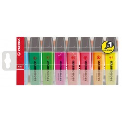 Marcador fluorescente stabilo boss original, colores surtidos, estuche de 8 uds.