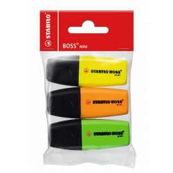 Marcador fluorescente stabilo boss mini, colores surtidos, estuche de 3 uds.
