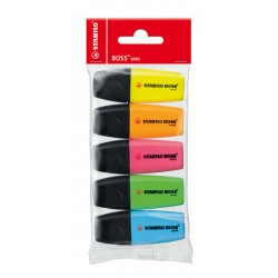 Marcador fluorescente stabilo boss mini, colores surtidos, estuche de 5 uds.