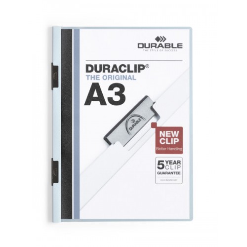 Dossier en pvc con pinza de acero durable duraclip 60, din a3, azul