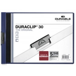 Dossier en pvc con pinza de acero durable duraclip 30, din a4 apaisado, azul oscuro