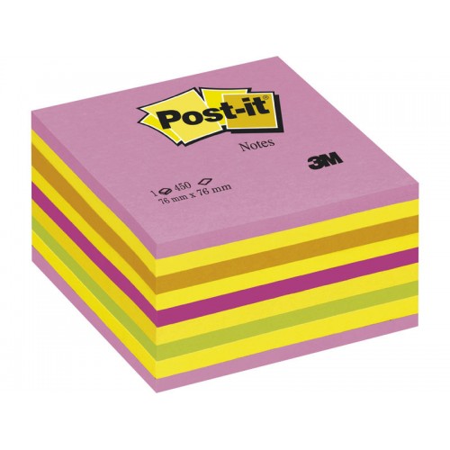 Cubo de 450 notas adhesivas 3m post-it 2028-np, 76x76 mm. rosa neón