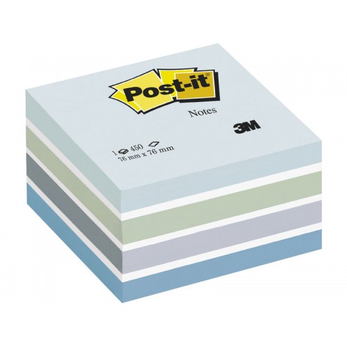 Cubo de 450 notas adhesivas 3m post-it 2028-b, 76x76 mm. azul pastel